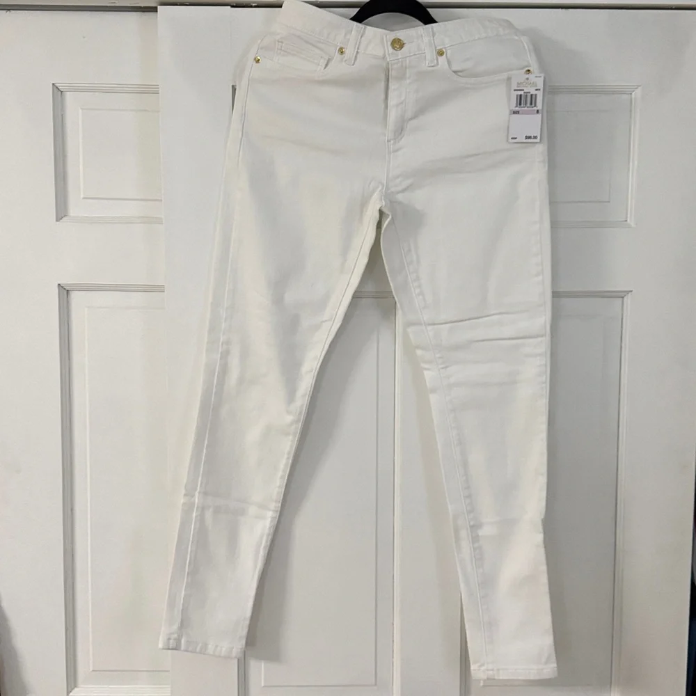 Michael Kors Women's Straight Leg White Jeans - Picture 4 of 7